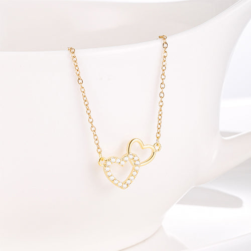 Lovely 2 Heart Pendant Women's Necklace