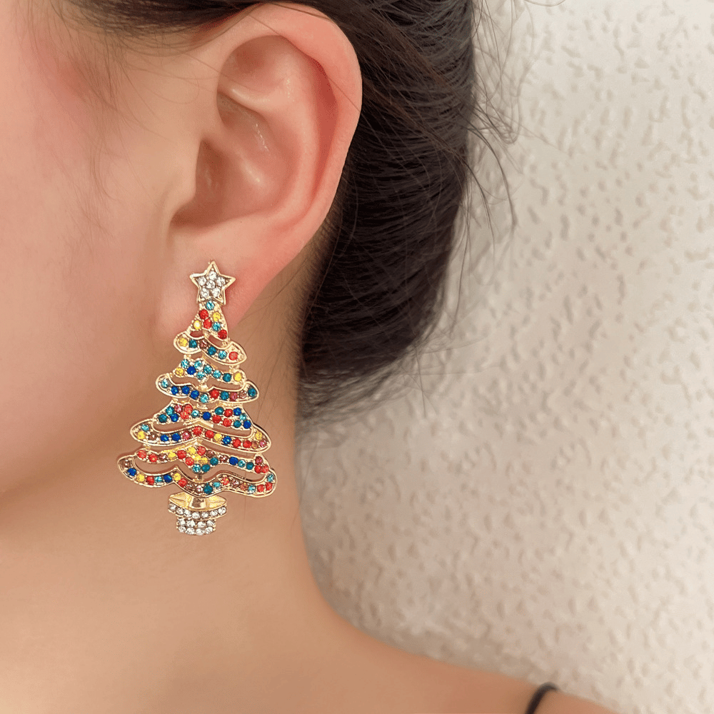 Rotatable Snowflake Christmas Tree Earring