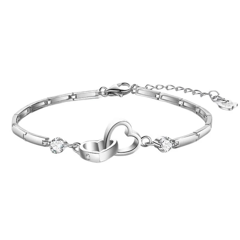 Sterling Silver Soul Sister Double-Heart Bracelet