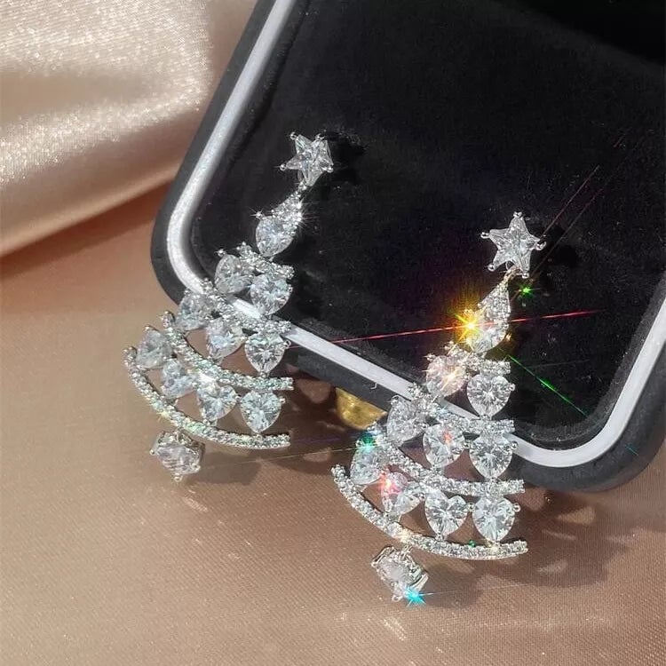 Rotatable Snowflake Christmas Tree Earring